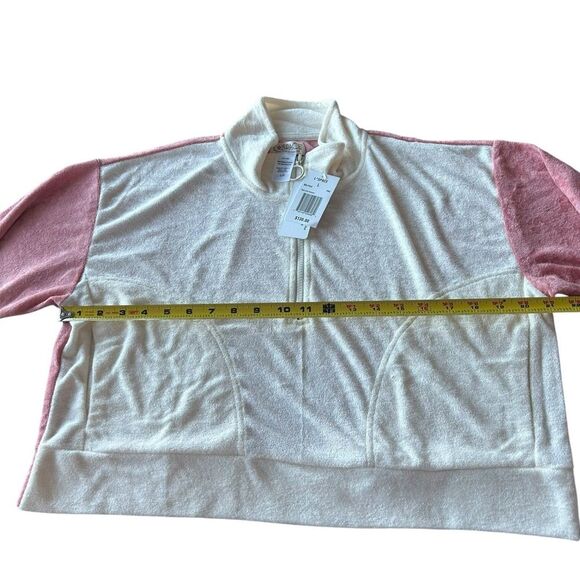 L*Space L Best Life Pullover‎ Pink Cream Terry Sweatshirt Sporty Colorblock New - Picture 12 of 12